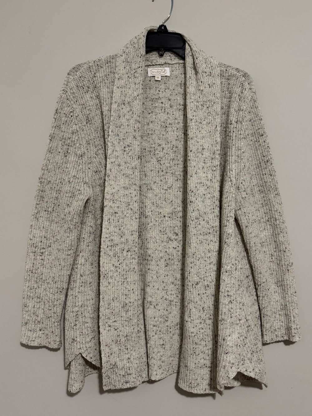 Cozy Open-Front Speckled Cardigan Sweater - Light Gray